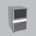 Stainless Steel Countertop Ice Maker Modern Kitchen Appliance With Black Panel And Vent Design