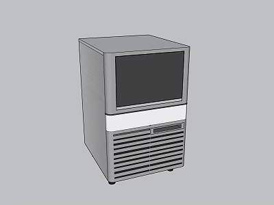 Stainless Steel Countertop Ice Maker Modern Kitchen Appliance With Black Panel And Vent Design 3d model