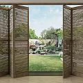 Modern folding door shutter folding door multi-link sliding door folding sliding door partition door grille door 3d model
