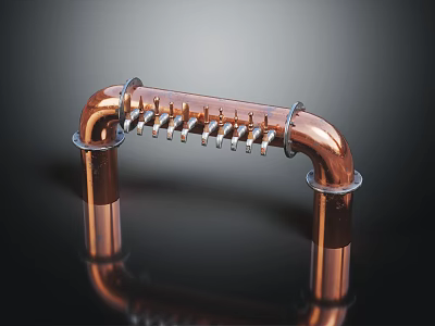 Durable Copper Plumbing Hardware Pipe Fittings Featuring Elbow Joint And Multiple Connections 3d model