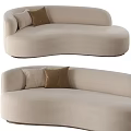 Elegant Modern Two Seater Sofa With Beige Fabric Curved Design And Gold Base