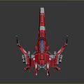 Detailed Red Model Spaceship With Multiple Wings Thrusters And Sci-Fi Design 3d model