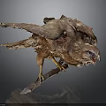 Detailed Brown Eagle Sculpture With Spread Wings Perched On Tree Branch