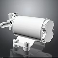 White Industrial Water Pump With Cylindrical Body Inlet Outlet Ports And Mounting Base