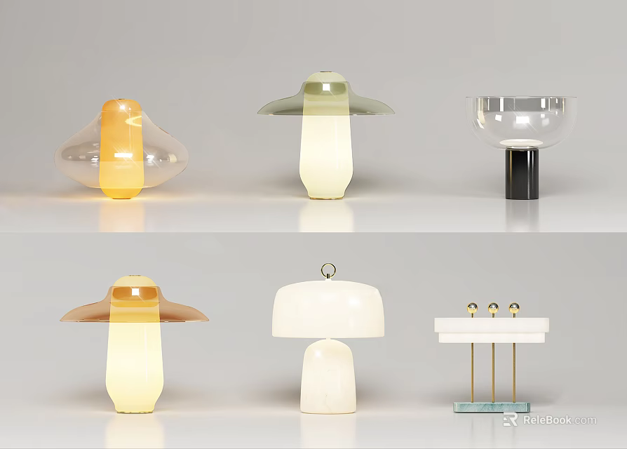 Creative Modern Table Lamps With Diverse Designs Glass Shades Metal Bases And Unique Structures 3d model 