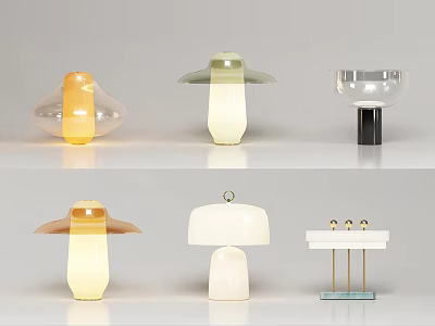 Creative Modern Table Lamps With Diverse Designs Glass Shades Metal Bases And Unique Structures 3d model