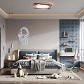 Cozy Modern Kids Room Interior With Astronaut Decor Bed Desk And Soft Rug