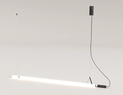 Modern Linear Pendant Light With White Luminous Body And Black Metal Bracket For Home Interior 3d model