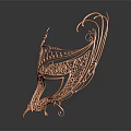 Exquisite Copper Metallic Mask With Intricate Filigree Patterns And Elegant Design