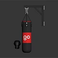 Black And Red Wall Mounted Punching Bag With Red Bottom And Number 9 3d model
