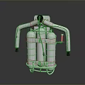 Portable Breathing Apparatus With Two Cylindrical Tanks Metal Frame Pressure Gauge And Hoses