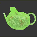 Decorative Teapot With Colorful Fish Patterns And Green Orange Wave Designs