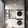 Modern Balcony Drying Rack Laundry Pool Washer Dryer 3d model