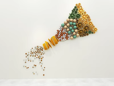 Colorful Cone Shaped Decorative Bead Art With Scattered Beads At Bottom 3d model