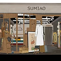 Modern Clothing Store Interior With Racks Display Shelves Accent Chair And Lighting