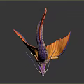 Fantasy Dragon Character 3D Model With Vibrant Red Purple Yellow Scales Large Wings And Tail