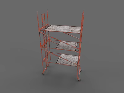 Heavy Duty Industrial Scaffolding Equipment With Three Tier Platform And Wheels 3d model