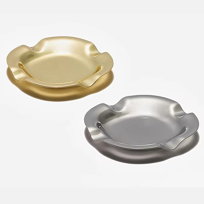 Sleek Metallic Ashtrays in Gold and Silver with Modern Design for Daily Use 3d model