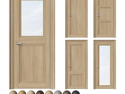 Wooden Hinged Doors With Glass Panels Multiple Designs And Color Choices 3d model