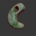 Unique Green Marbled Jade Crescent Shaped Jewelry Pendant With Natural Texture
