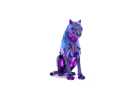 Geometric Style Cat Shaped Decorative Ornament Set With Purple And Blue Gradient 3d model