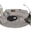 Modern Sofa Coffee Table Combination Curved Sofa Coffee Table 3d model