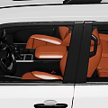 Toyota White Off Road SUV With Roof Rack Distinctive Grille And Orange Seats