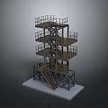 Multi Level Metal Structure Model With Platforms And Staircase Design 3d model