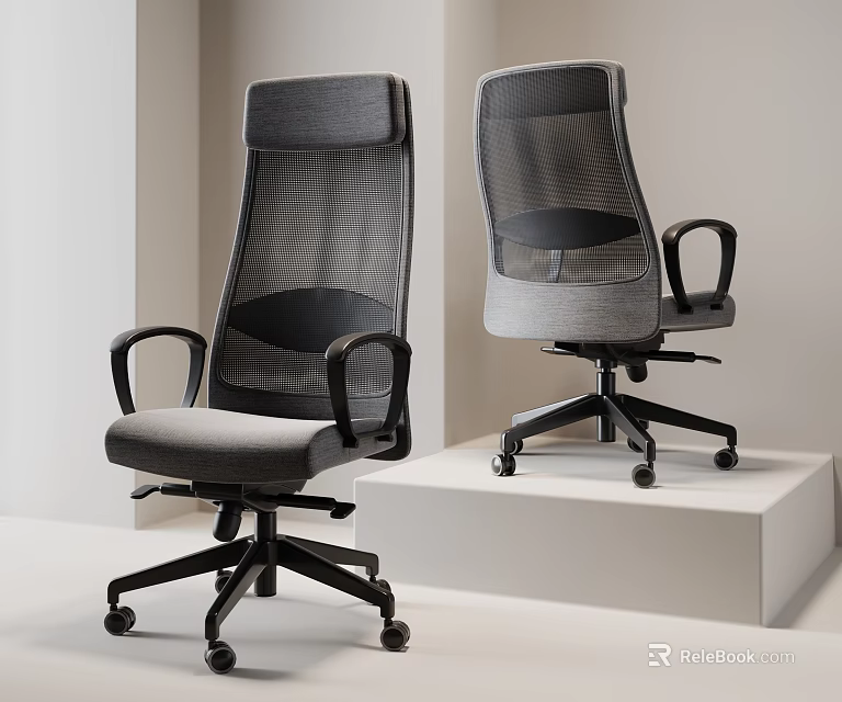 Modern Ergonomic Mesh Back Office Chair With Black Frame And Rolling Wheels 3d model 