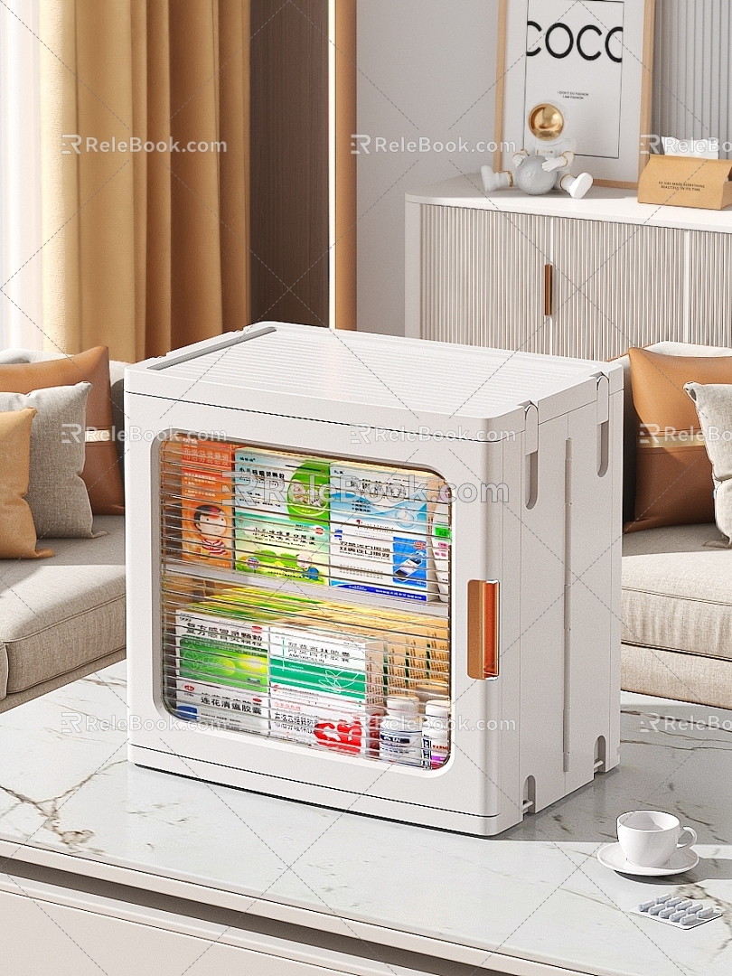 Modern Wind Medicine Box Medicine Medicine Box Folding Storage Box Cabinet Storage Box 3d model