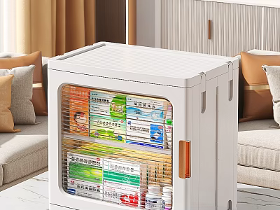 White Storage Cabinet With Transparent Door For Living Room Medicine Daily Supplies 3d model