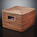 Brown Woven Storage Box With Lid And Window For Home Organization
