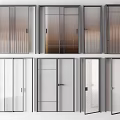 Modern Glass Door Designs with Different Panel Patterns and Frame Styles 3d model