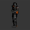A Man in Black Tactical Protective Suit With Helmet Gear Details Standing In 3D Render