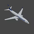 White and Blue Ryanair Passenger Airplane With Tail Logo Exterior View