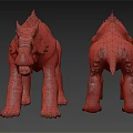 Horned Dinosaur Models With Armored Back Front Back Views Scaly Skin And Sharp Claws 3d model