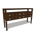 Modern Walnut TV Stand With Multiple Drawers And Metal Handles For Living Room