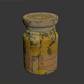 Decorative Storage Jar With Lemon Print And Wooden Lid For Home Decor