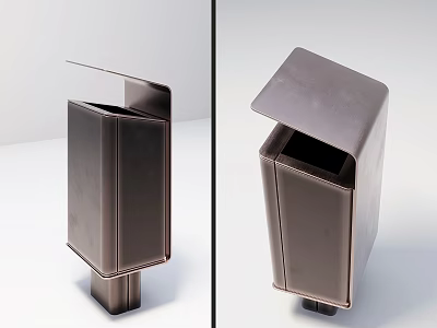 Modern Public Facility Trash Bin With Flip Lid Design And Metal Construction 3d model