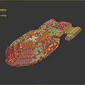 Red And Blue Cosmic Spaceship 3D Model Showcasing Detailed Aerospace Structure And Modern Design
