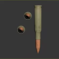 Three Military Bullets with Golden Casings Red Tips and Reflective Surface