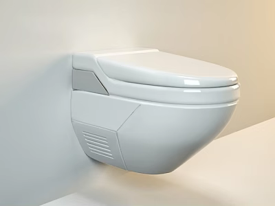 Modern White Wall Mounted Toilet With Sleek Design And Clean Lines 3d model