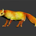 A Colorful Fox Model With Orange And Red Fur Standing On Black Background