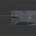 3D Model of Military Gray Tank with Long Cannon and Tracks