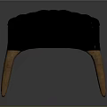 Modern Tufted Leather Ottoman With Dark Blue Upholstery And Wooden Legs