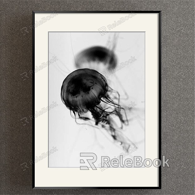 Modern Animal Painting Simple Black and White Children's Room Animal Jellyfish Decorative Painting model