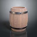 Rustic Wooden Barrel With Metal Hoops Practical Storage Household Item
