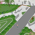 Modern Landscape Design Plan With Green Spaces Pedestrian Paths And Geometric Layout