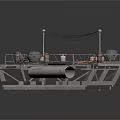 Industrial Platform Structure With Metal Deck Large Pipe Railing And Mechanical Equipment
