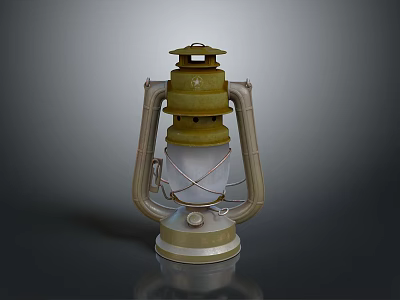 Vintage Lamp Combination with Olive Green Top Metal Frame and Glass Shade 3d model